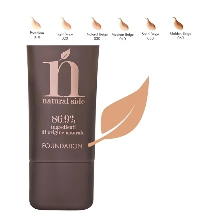 Pupa - N - Natural Side - 86,9% Ingredienti Di Origine Naturale - Foundation - Fondotinta Fluido Perfezionatore - SPF 6