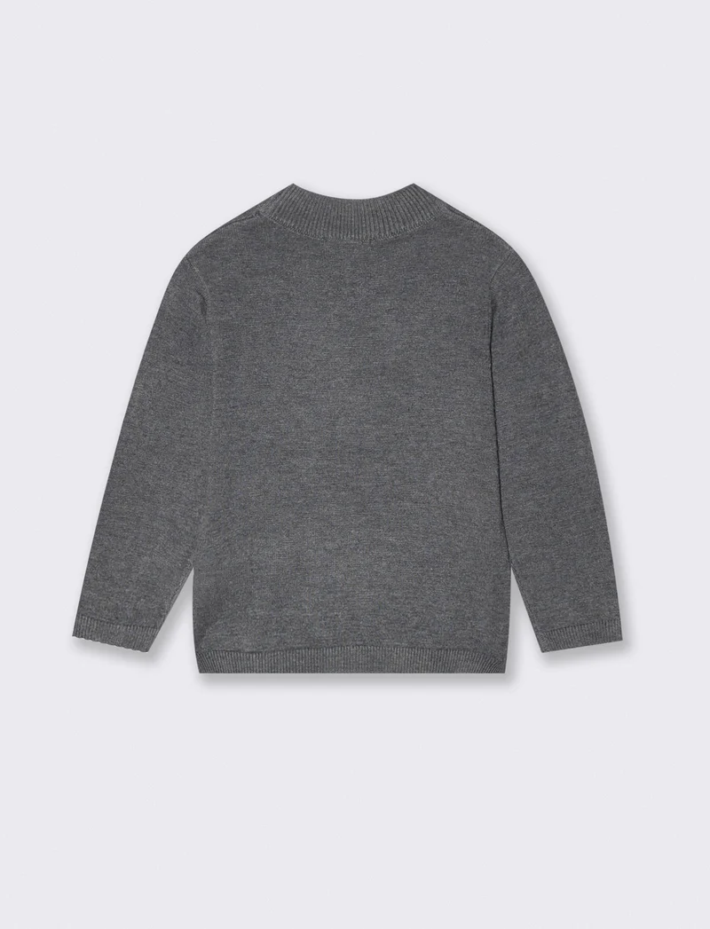 Maglia collo alto tinta unita casual - Grigio mel.