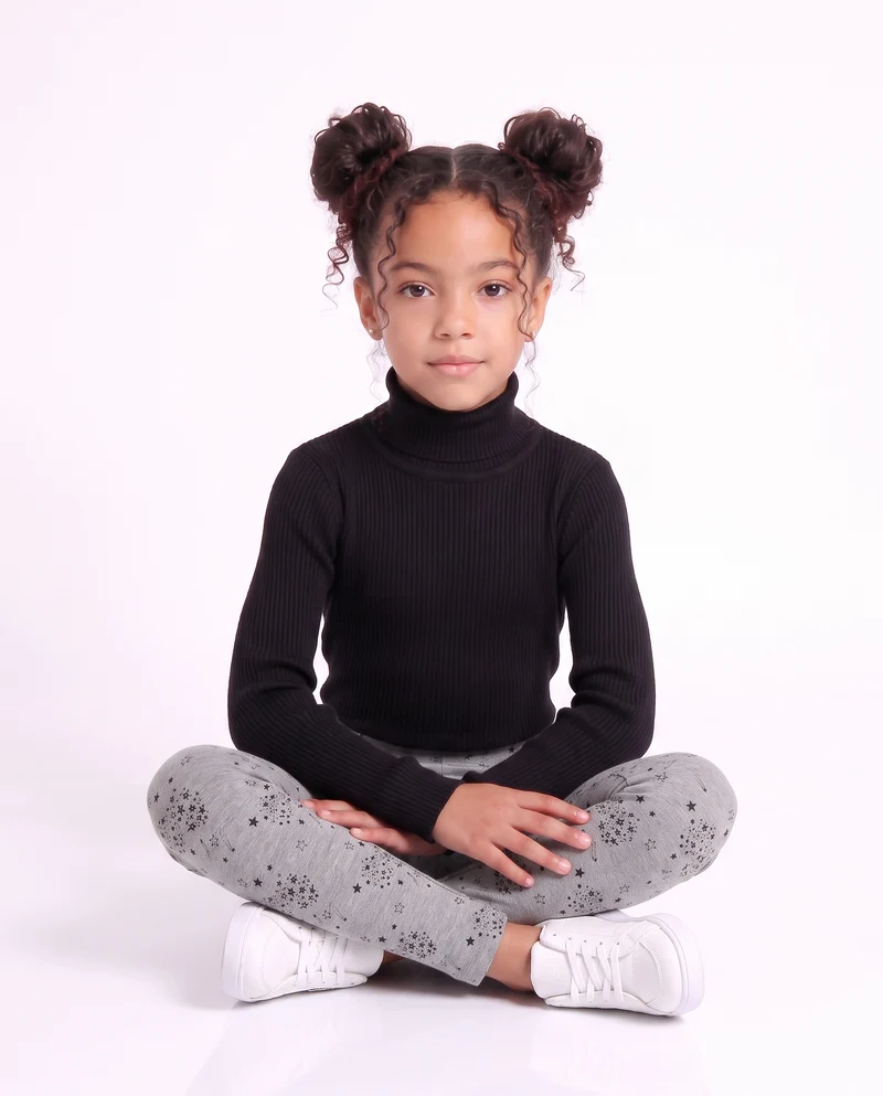 Leggings da bambina con fantasia estrosa - Grigio chiaro mel.