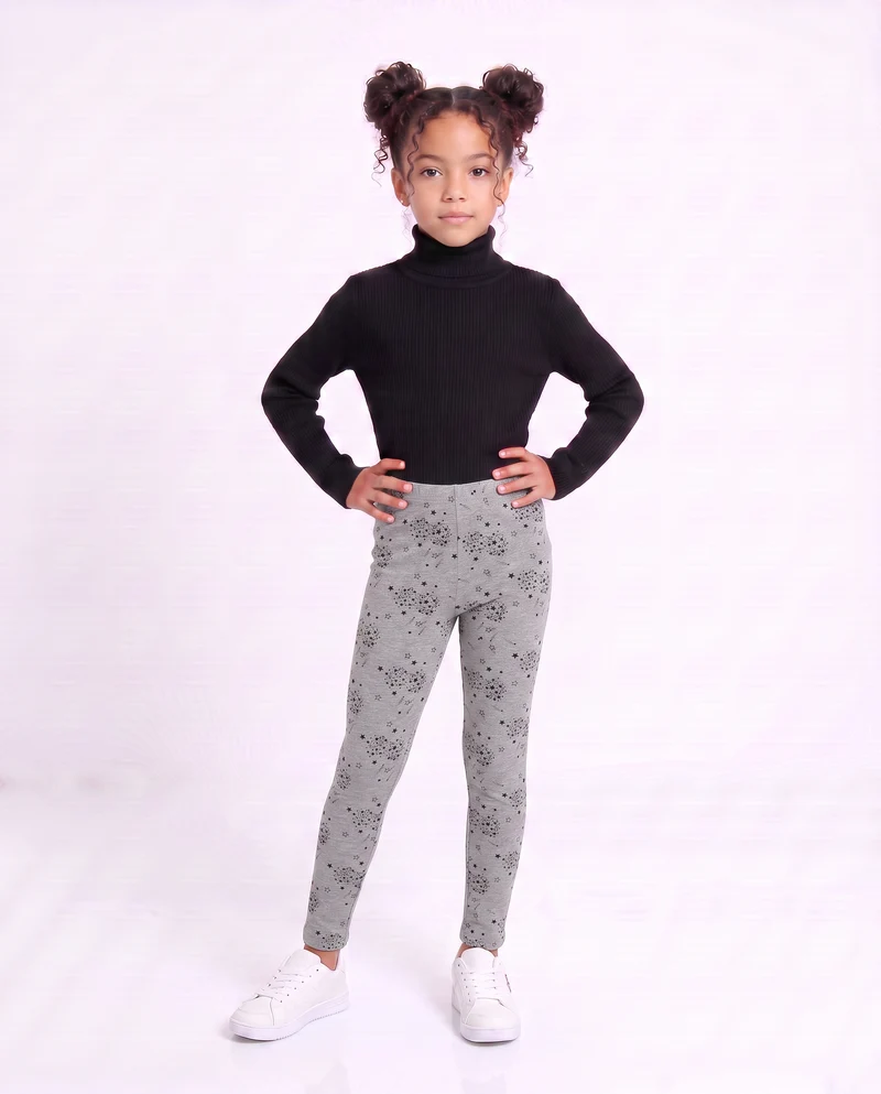 Leggings da bambina con fantasia estrosa - Grigio chiaro mel.