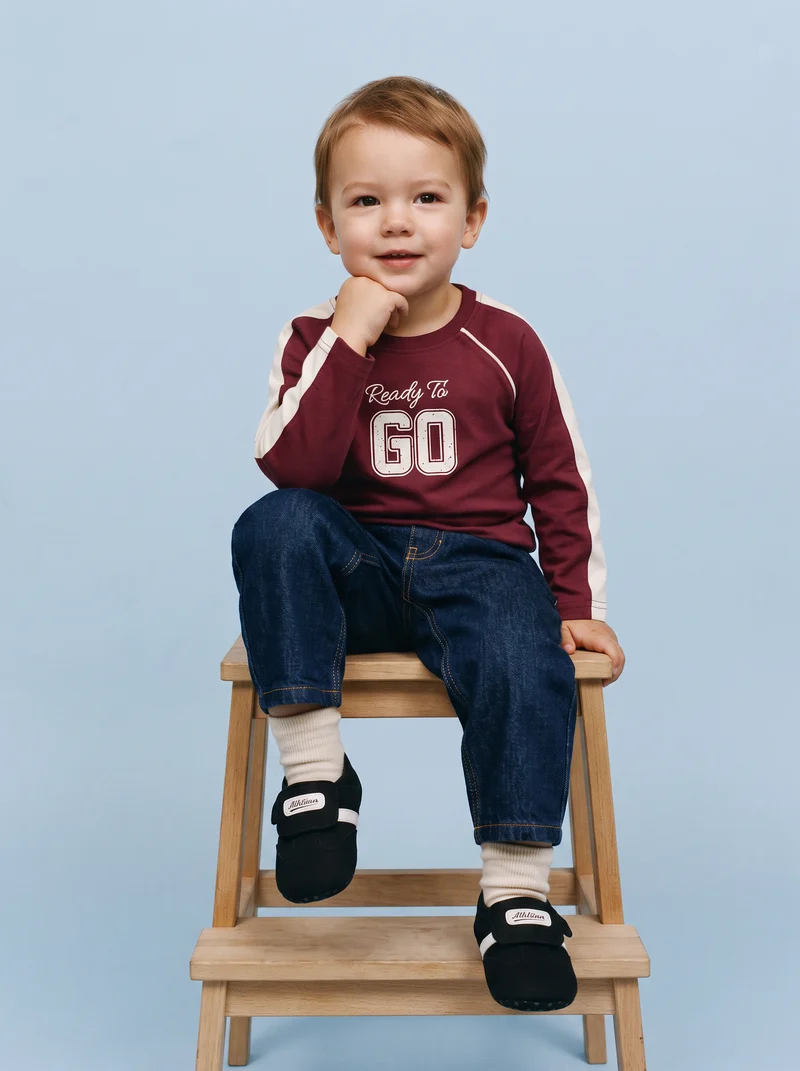 T-shirt in jersey con stampa sportiva - Bordeaux