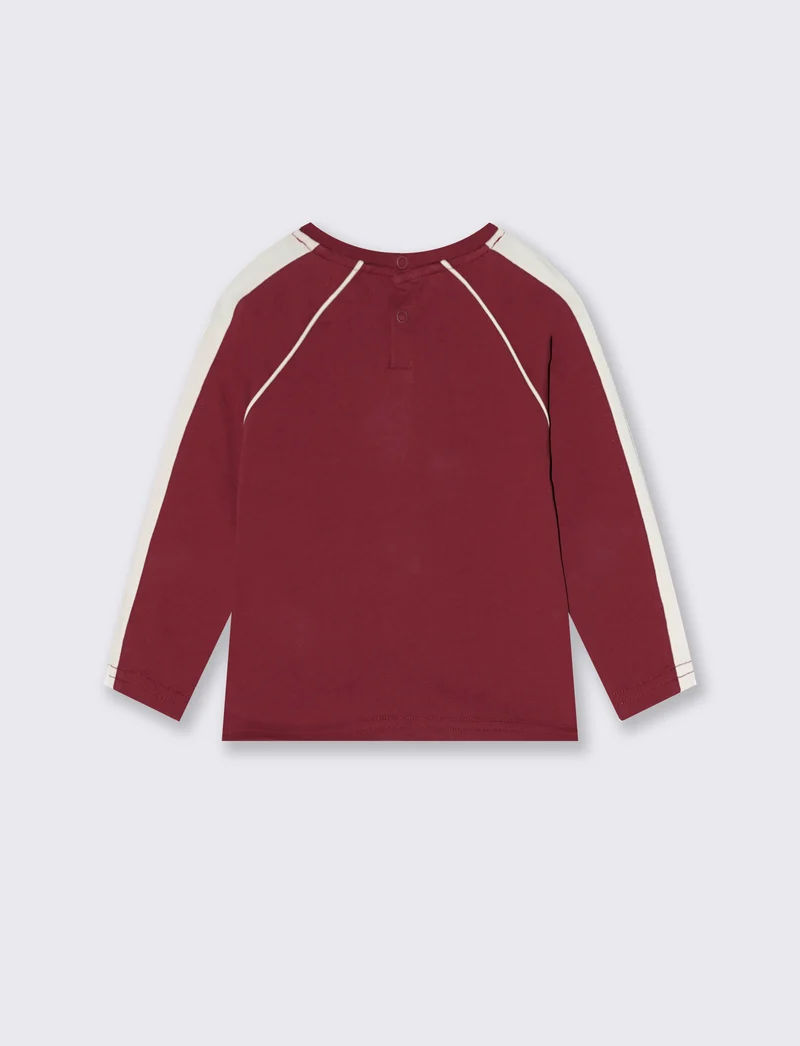T-shirt in jersey con stampa sportiva - Bordeaux