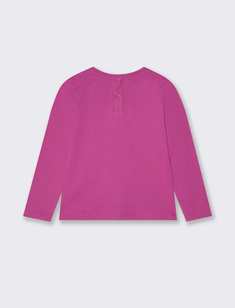 T-shirt basica con stampa brillante - Fuxia azalea
