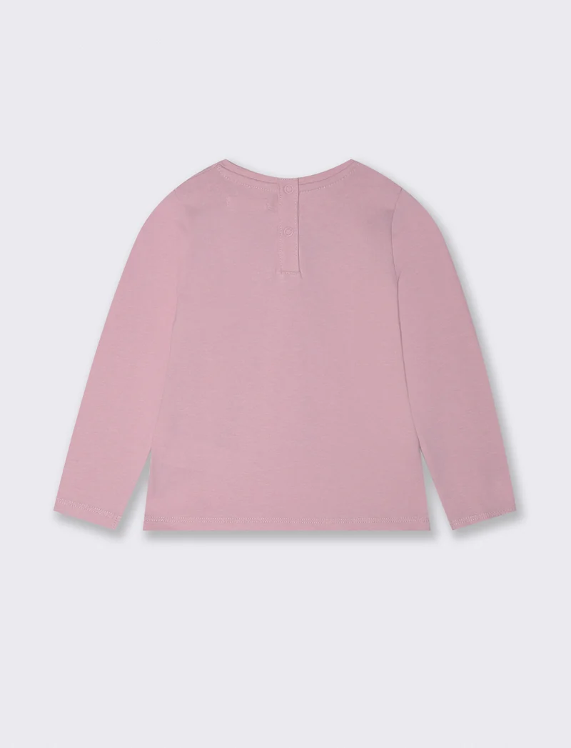 T-shirt basica con stampa brillante - Rosa polvere