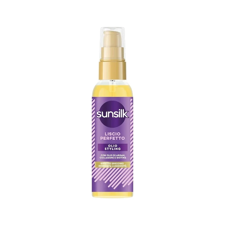 Sunsilk - Liscio Perfetto - Olio Styling - Con Olio Di Argan, Collagene & Biotina - Effetto Specchio Immediata Luminosità