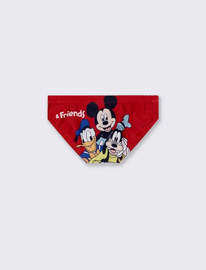 Costumino Topolino in tinta unita con stampa - Rosso