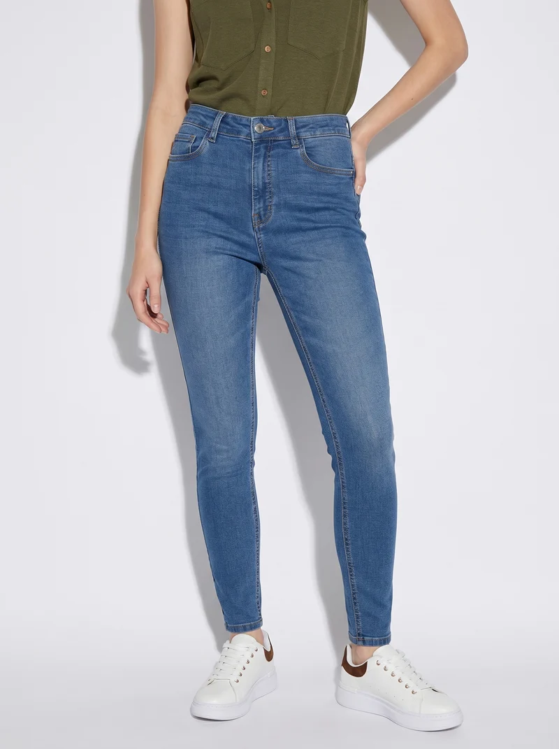 Jeans super skinny a vita molto alta - DENIM SCURO