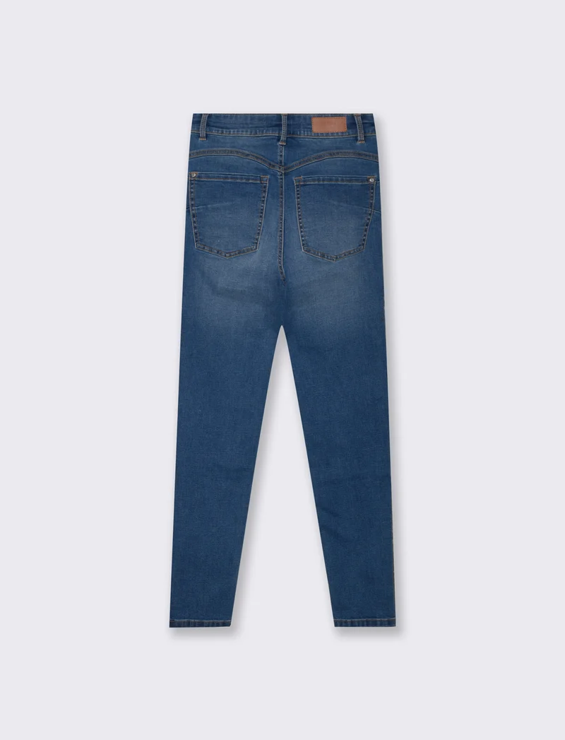 Jeans super skinny a vita molto alta - DENIM SCURO