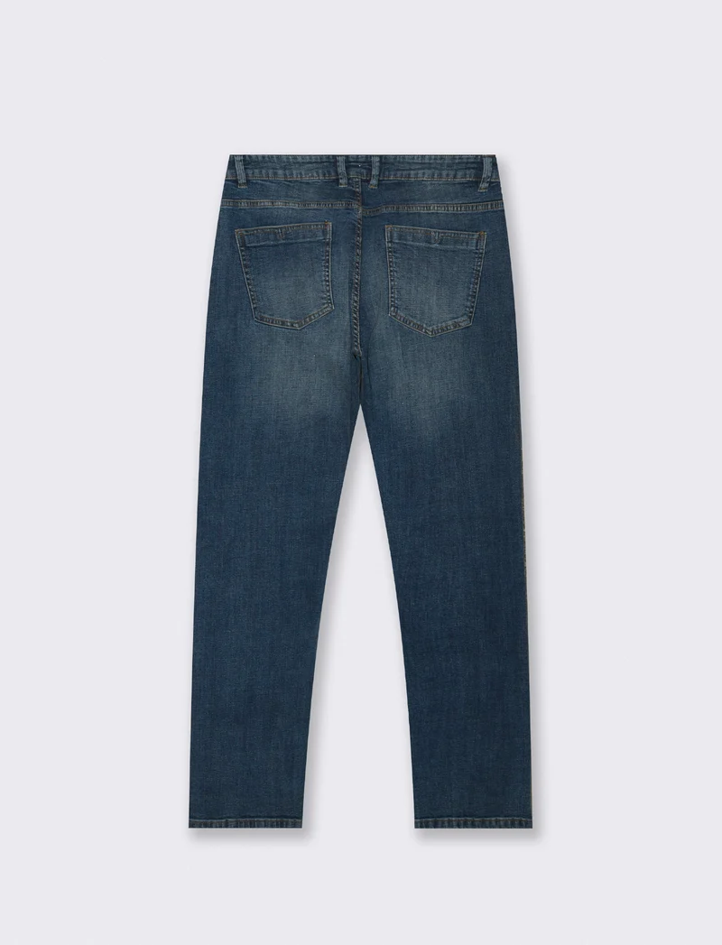 Jeans regular fit blu scuro effetto slavato - DENIM SCURO