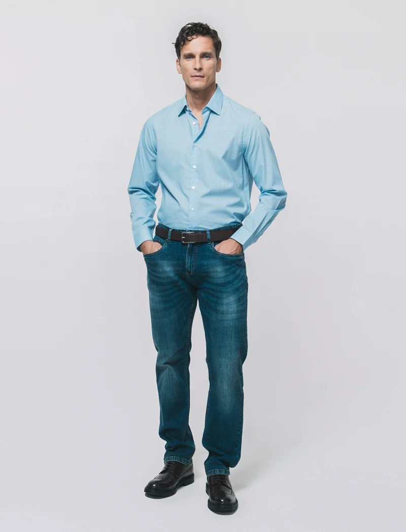Jeans regular fit blu scuro effetto slavato - DENIM SCURO