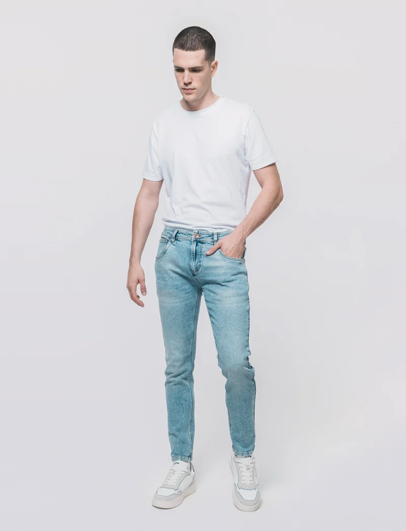 Jeans skinny fit blu chiaro effetto slavato - Denim chiaro