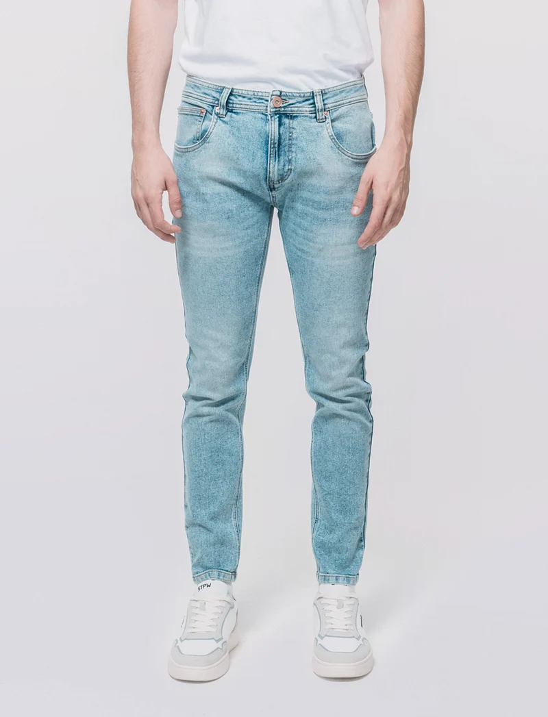 Jeans skinny fit blu chiaro effetto slavato - Denim chiaro