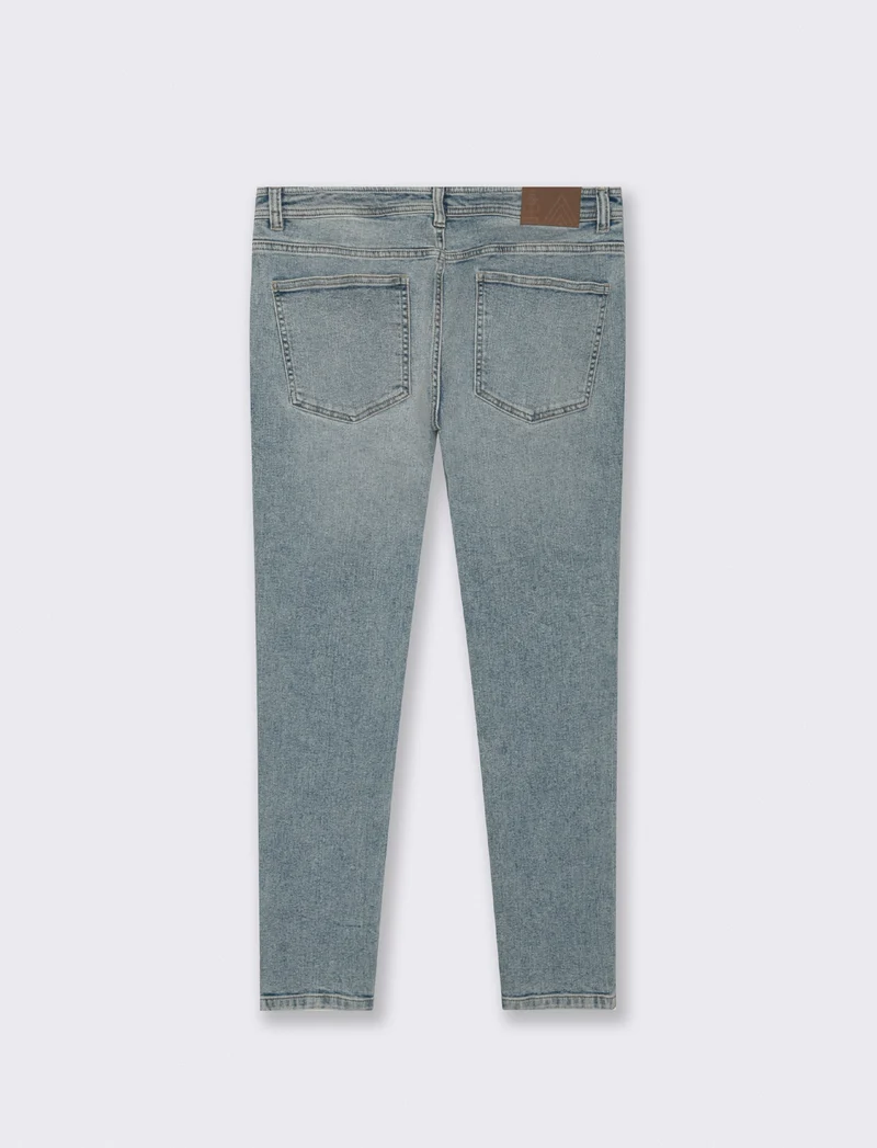 Jeans skinny fit blu chiaro effetto slavato - Denim chiaro