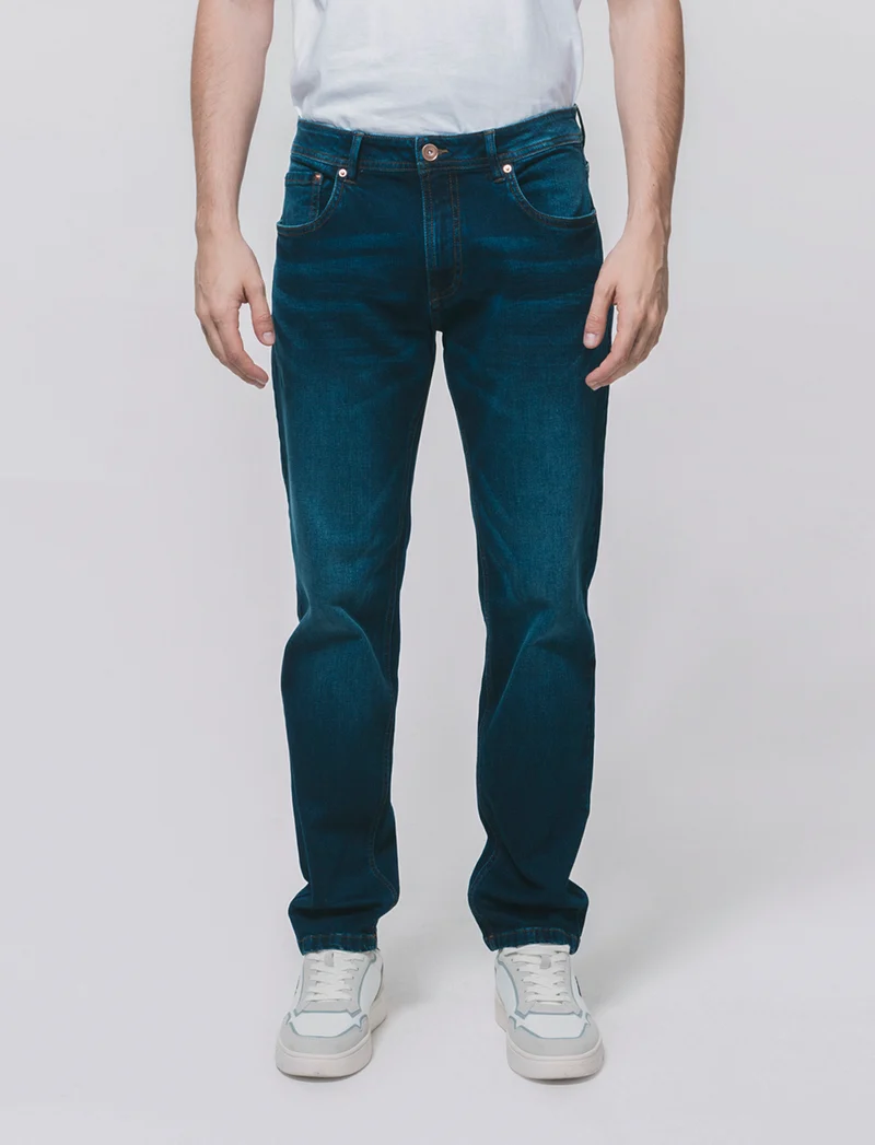 Jeans slim fit blu scuro effetto slavato - DENIM SCURO