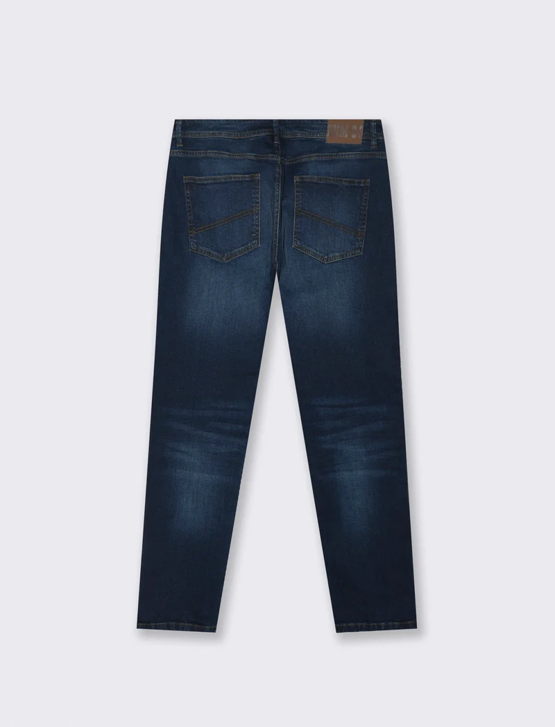 Jeans slim fit blu scuro effetto slavato - DENIM SCURO
