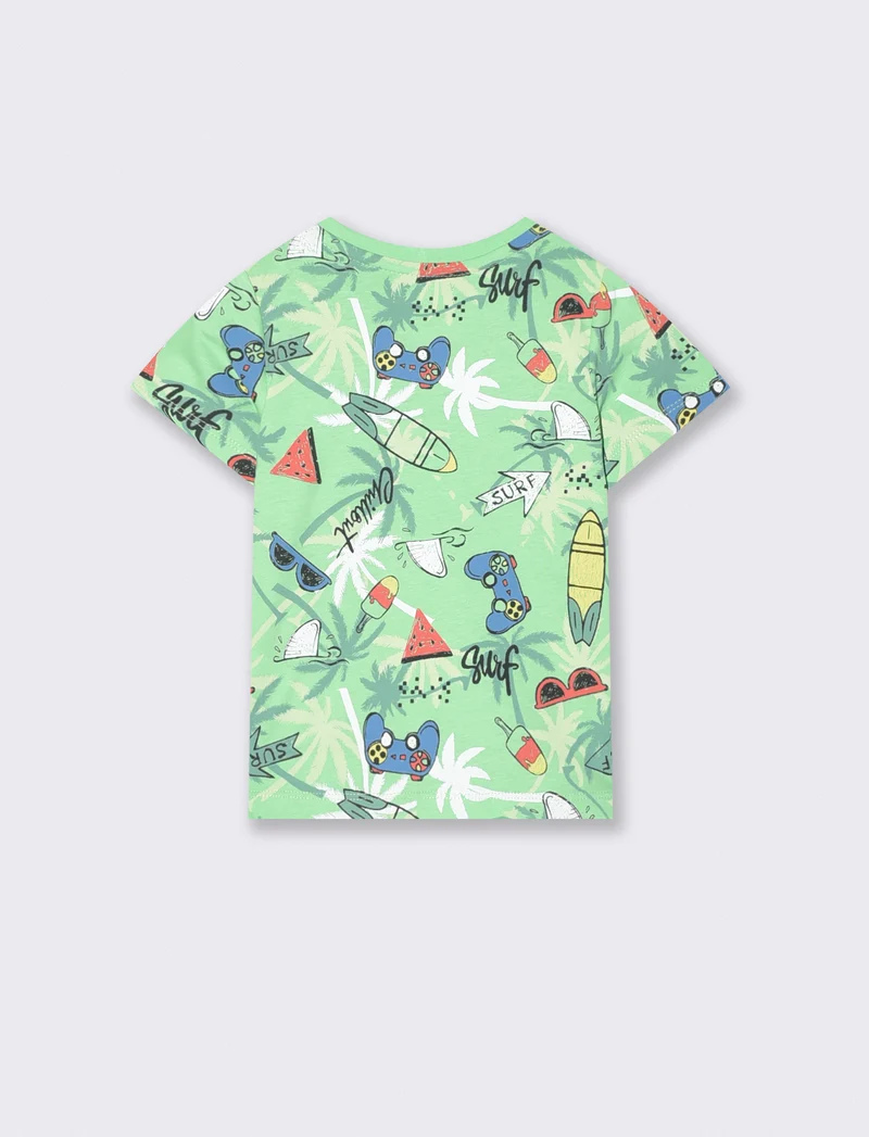 T shirt girocollo a fantasia casual - Verde prato
