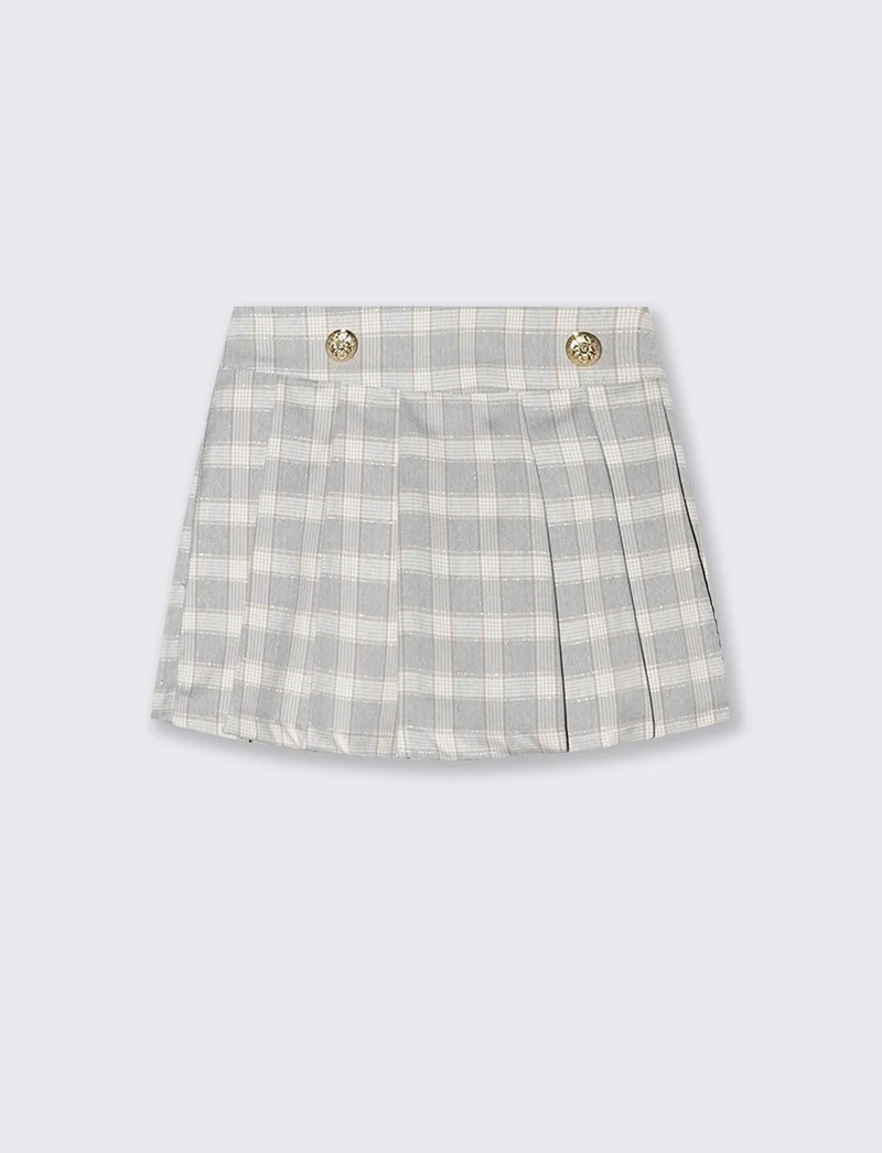 Short finta gonna in leggero madras - Grigio