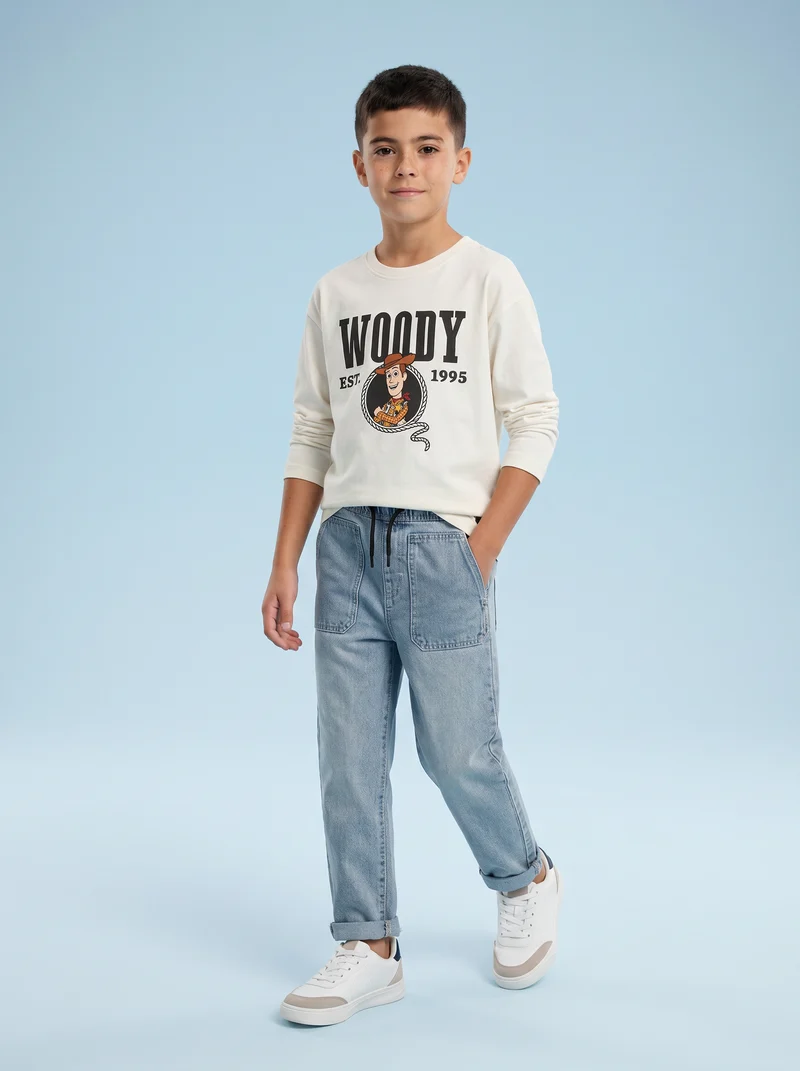T-Shirt Manica Lunga Toy Story Bianca - Bianco latte