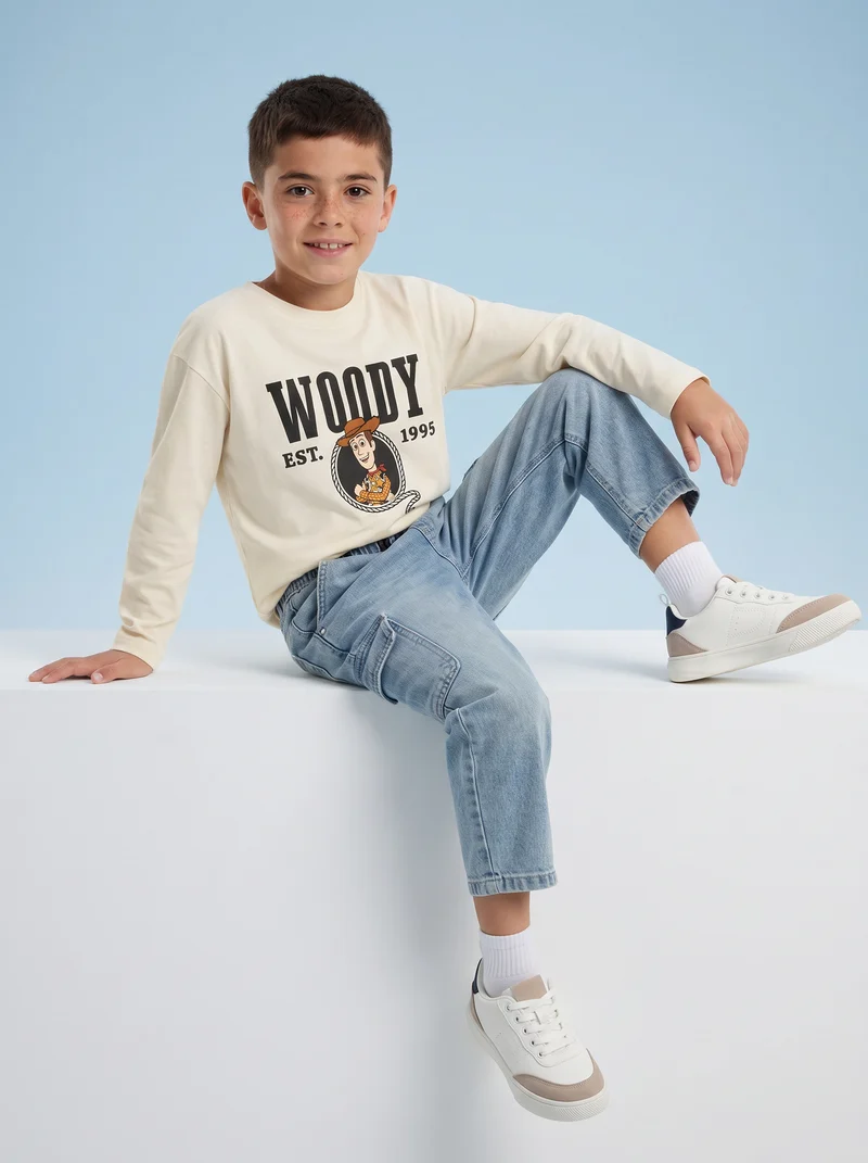 T-Shirt Manica Lunga Toy Story Bianca - Bianco latte