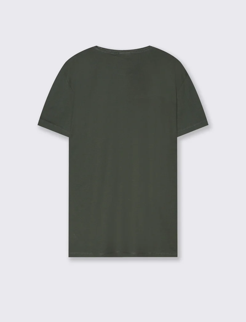 T-shirt girocollo in cotone mercerizzato - Verde militare
