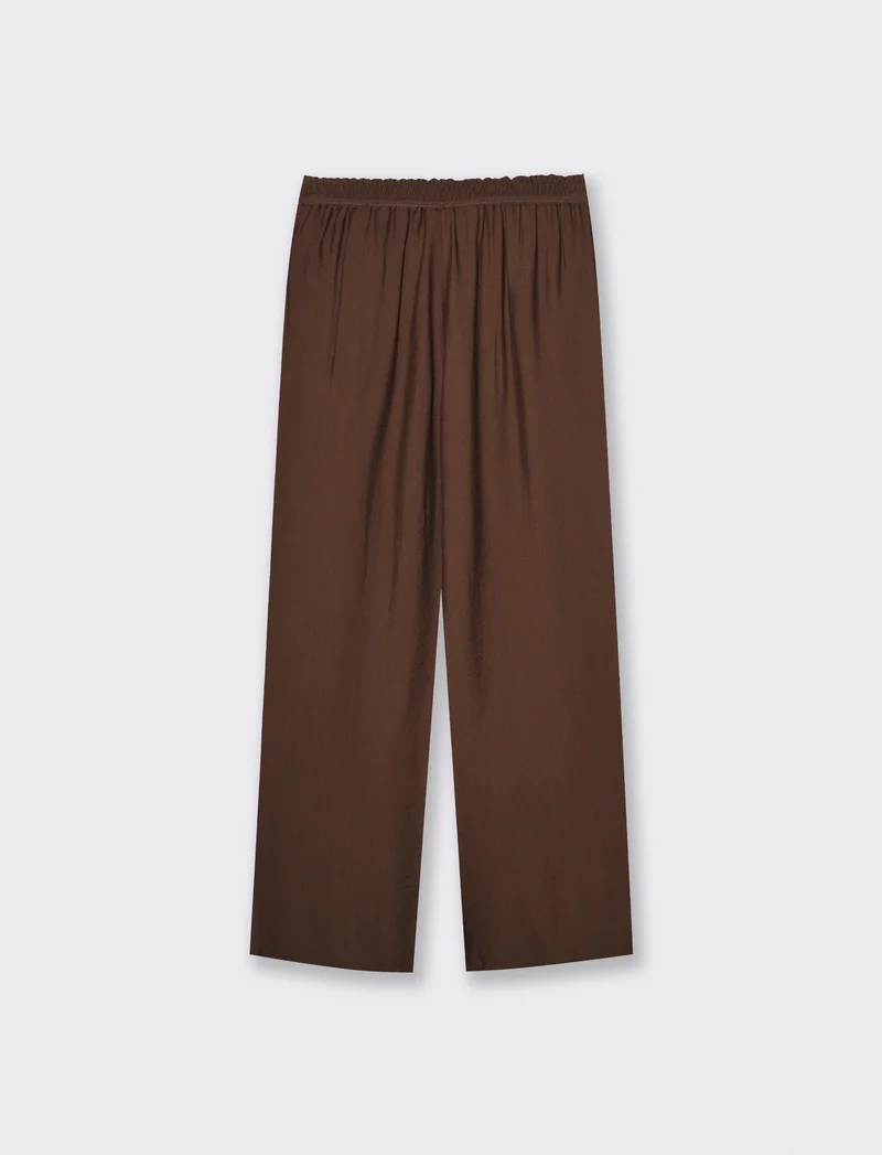Pantaloni morbidi con coulisse in vita - Marrone tabacco