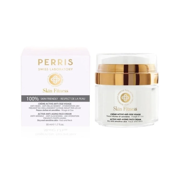 Perris Swiss Laboratory - Skin Fitness - Crème Active Anti-Âge Visage - Peaux Sèches Et Sensibles - Visage Et Cou - Active Anti-Aging Face Cream - Dry And Sensitive Skin - Face And Neck