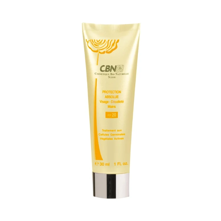 Cosmetique Bio Naturelle Suisse - Protection Absolue - Visage-Décolleté Mains - FP 20 - Traitement Aux Cellules Germinales Végétales Actives