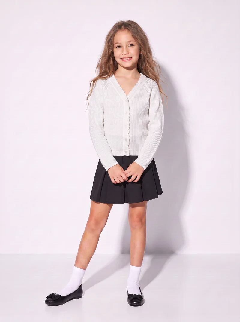 Cardigan raglan in maglieria metallizzata - Bianco latte