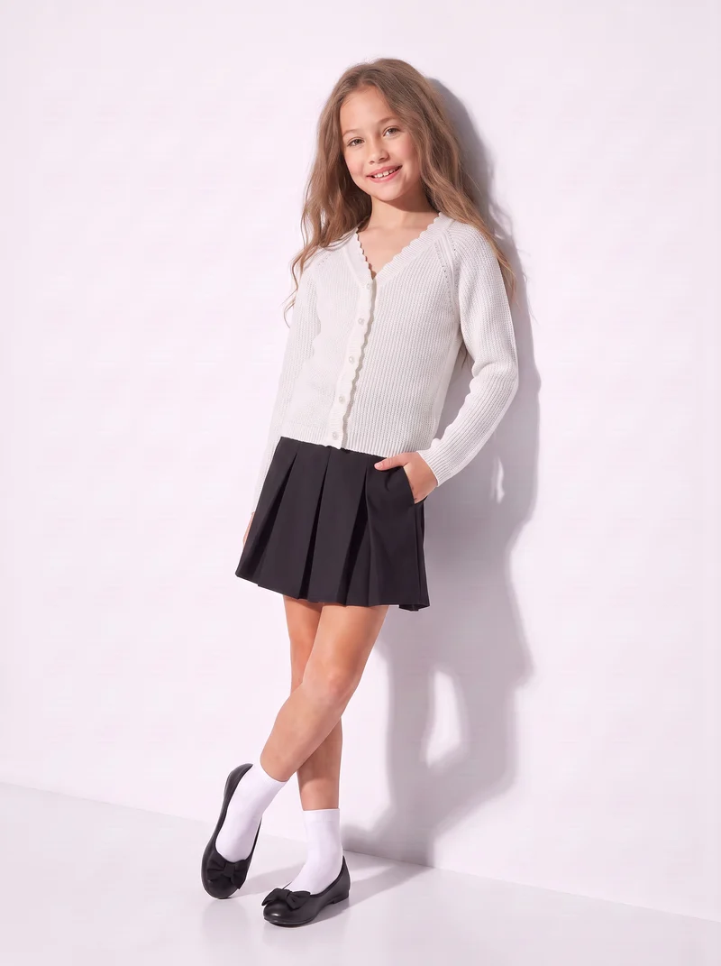 Cardigan raglan in maglieria metallizzata - Bianco latte