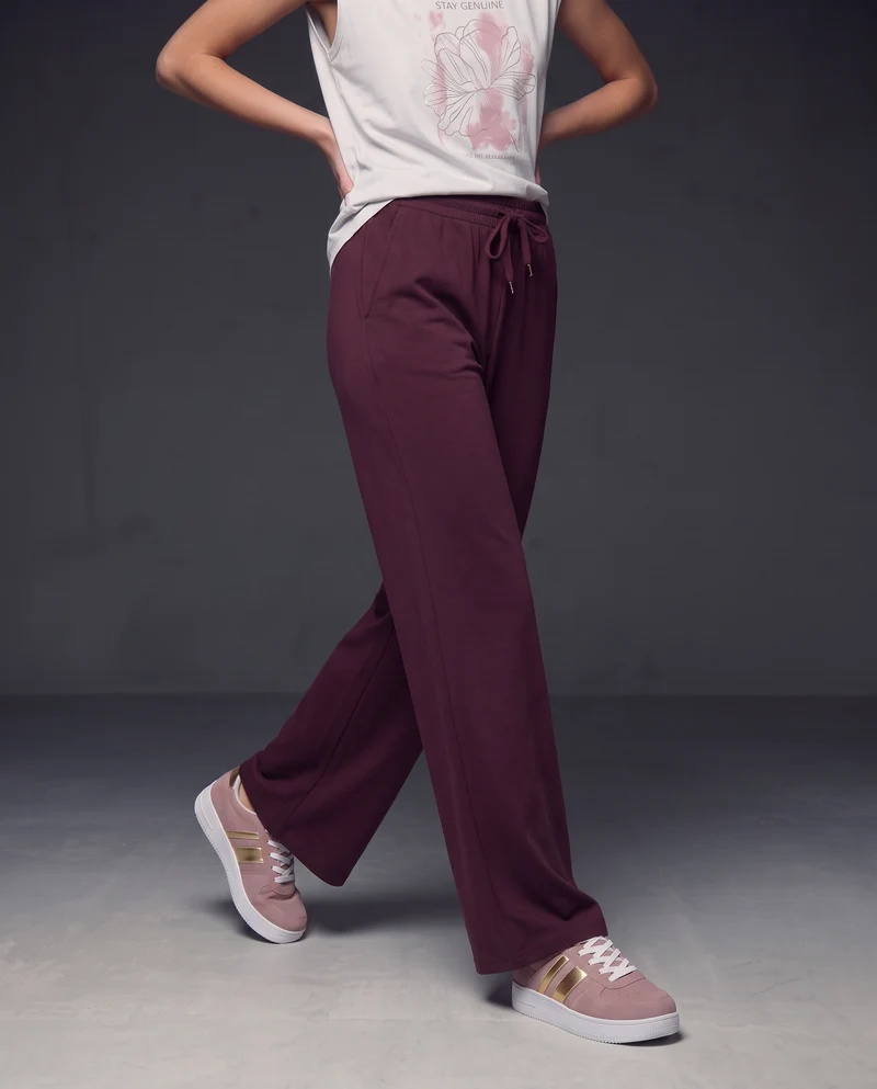 Pantaloni tuta dritti con coulisse in vita - Rosso amarena