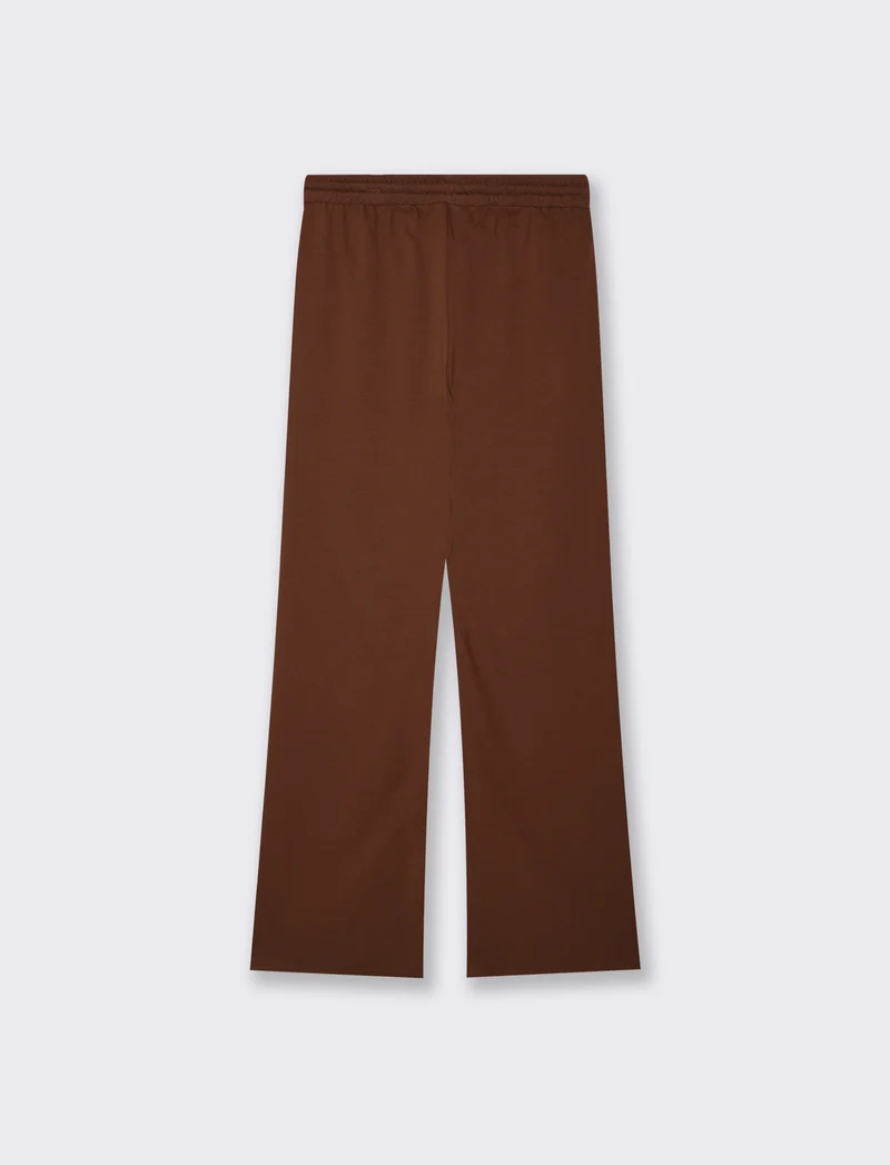 Pantaloni tuta dritti con coulisse in vita - Marrone cioccolato