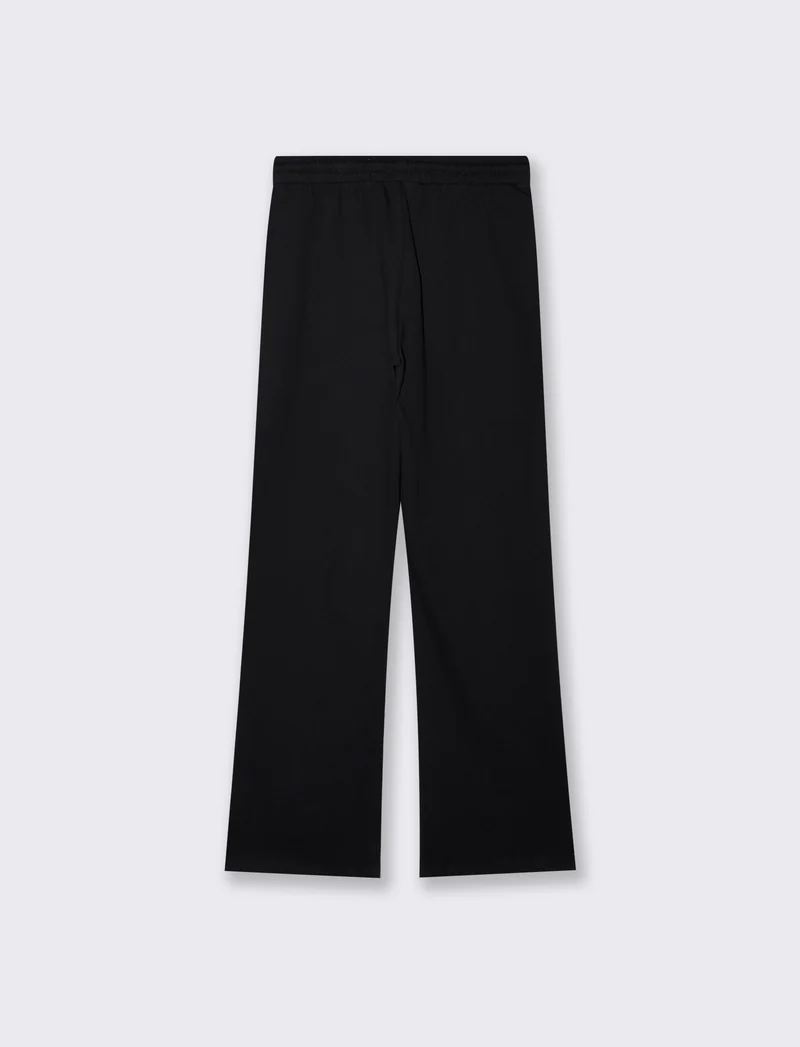 Pantaloni tuta dritti con coulisse in vita - Nero