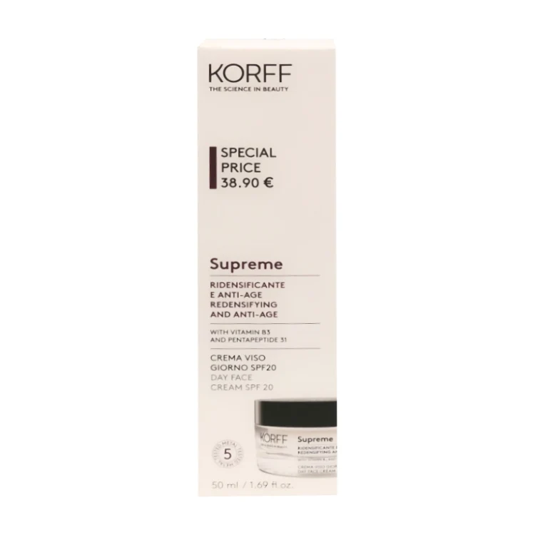 Korff - Supreme - Ridensificante E Anti-Age - Redensifying And Anti-Age - With Vitamin B3 And Pentapeptide 31 - Crema Viso Giorno SPF 20 - Day Face Cream SPF 20