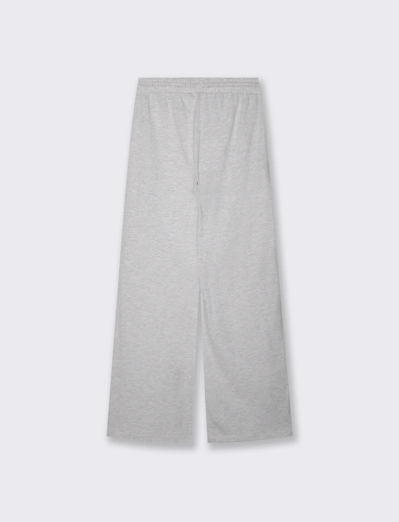 Pantaloni tuta dritti con coulisse e stampa - Grigio mel.