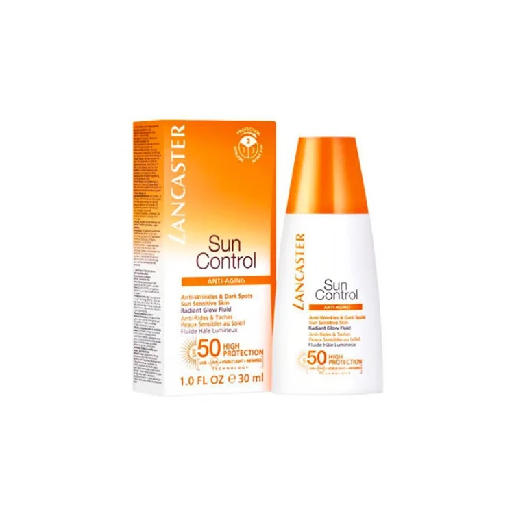 Lancaster - Sun Control - Anti-Aging - Anti-Wrinkles & Dark Spots Sun Sensitive Skin - Radiant Glow Fluid - Anti-Rides & Taches Peaux Sensibles Au Soleil - Fluide Hâle Lumineux - SPF 50