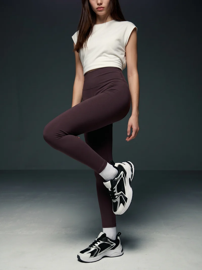 Leggings basico a vita alta skinny - Rosso amarena