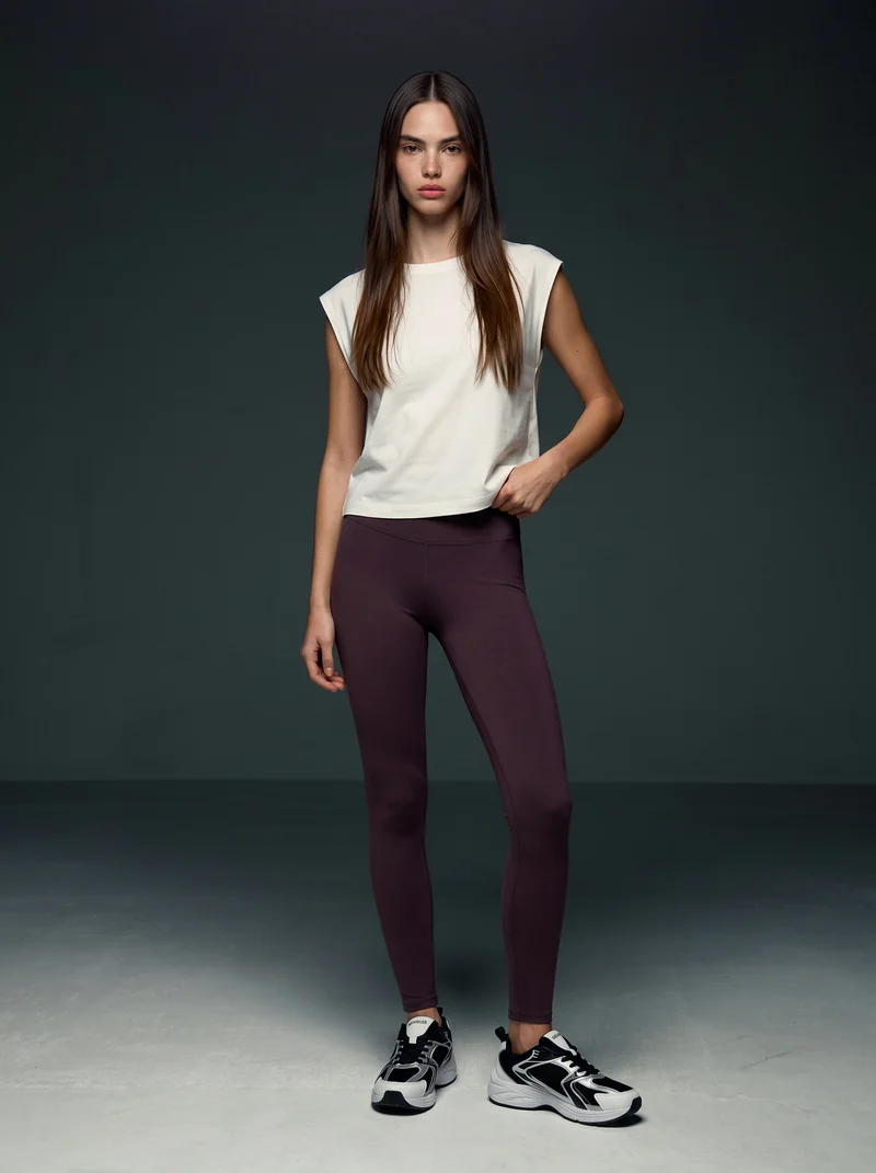 Leggings basico a vita alta skinny - Rosso amarena
