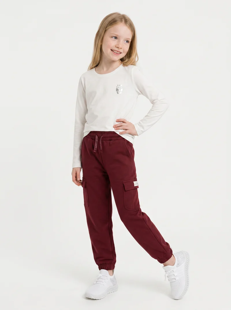 Pantafitness Jogger in felpa per bambina - Bordeaux