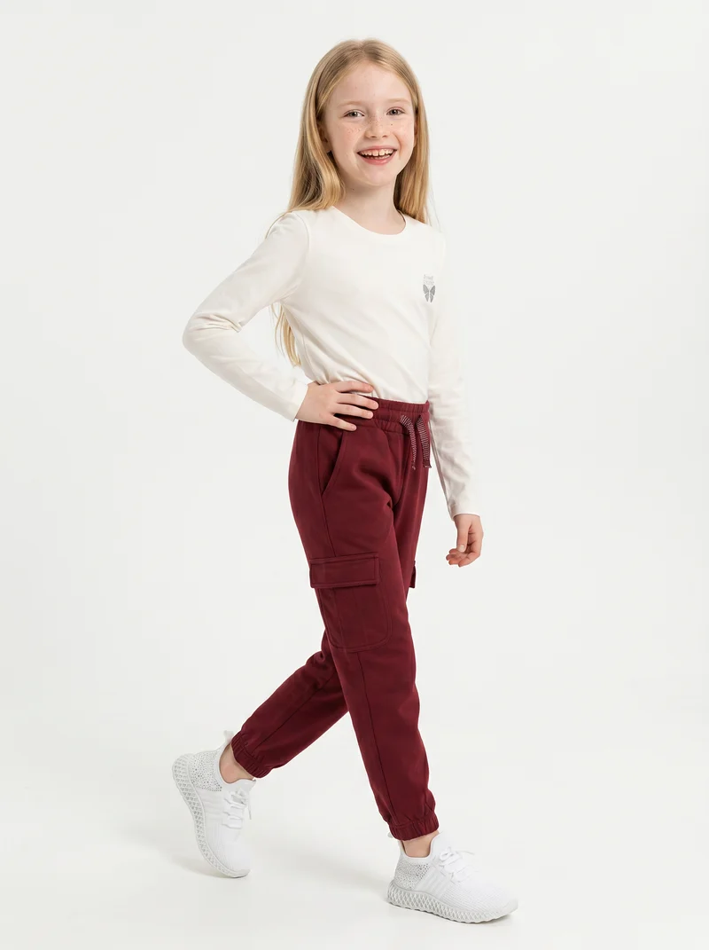 Pantafitness Jogger in felpa per bambina - Bordeaux