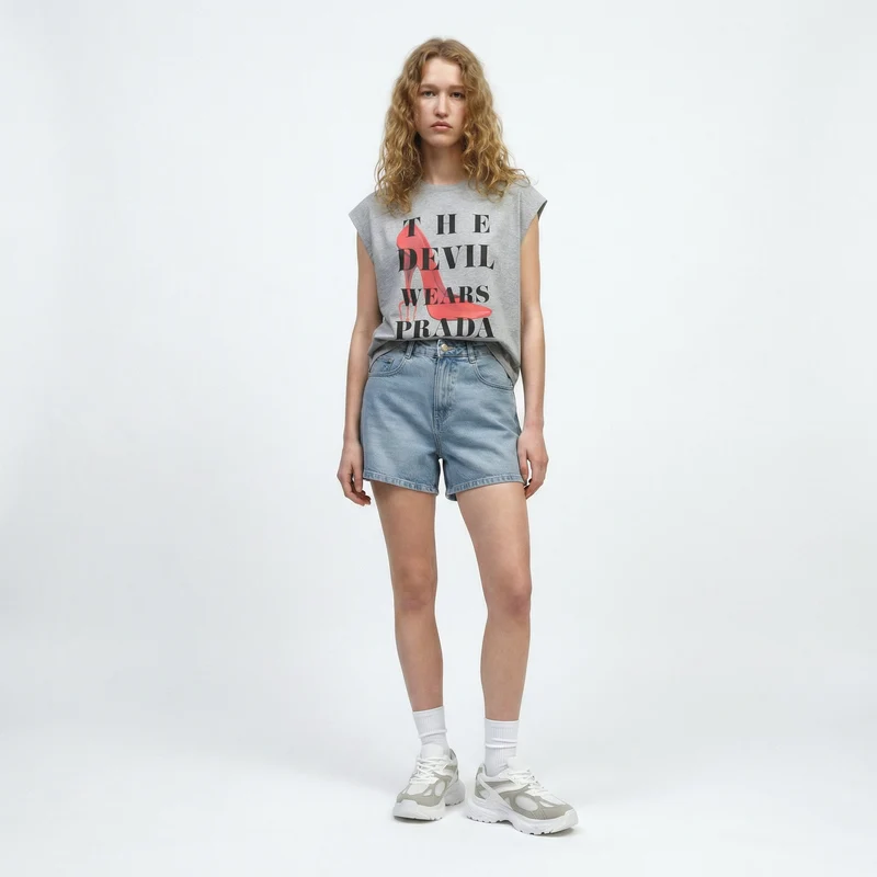 T-shirt Il Diavolo veste Prada girocollo - Grigio mel.
