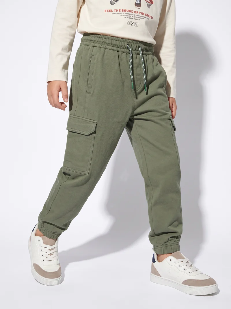 Jogger Cargo in Felpa con Coulisse - Verde salvia