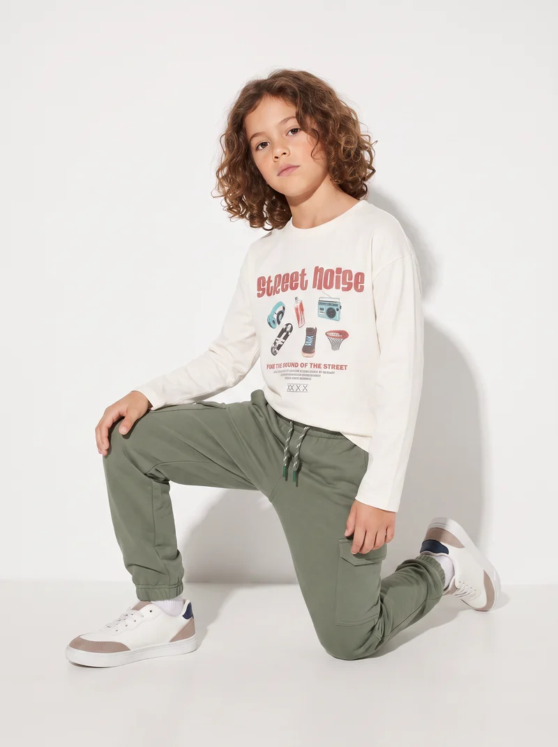 Jogger Cargo in Felpa con Coulisse - Verde salvia