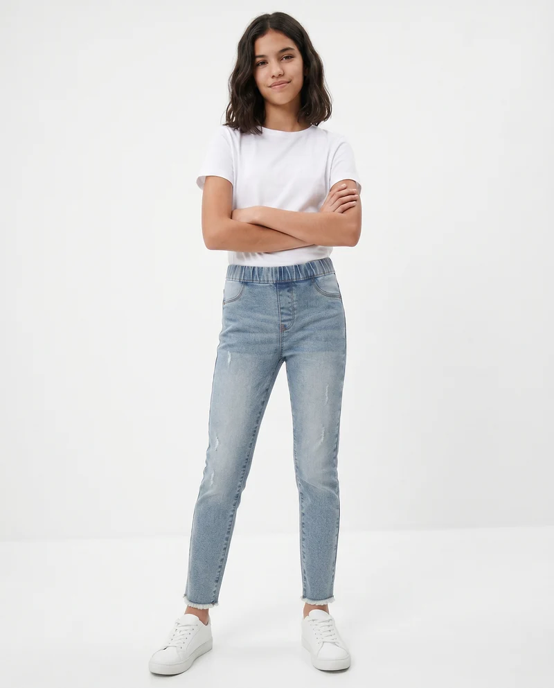 Jeggings denim stretch skinny con tasche - Denim chiaro