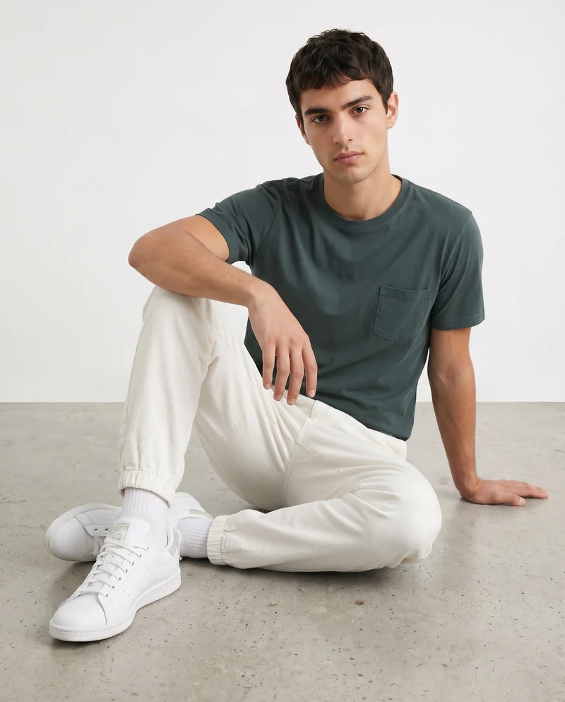 Pantaloni jogger con vita regolabile - Bianco sporco