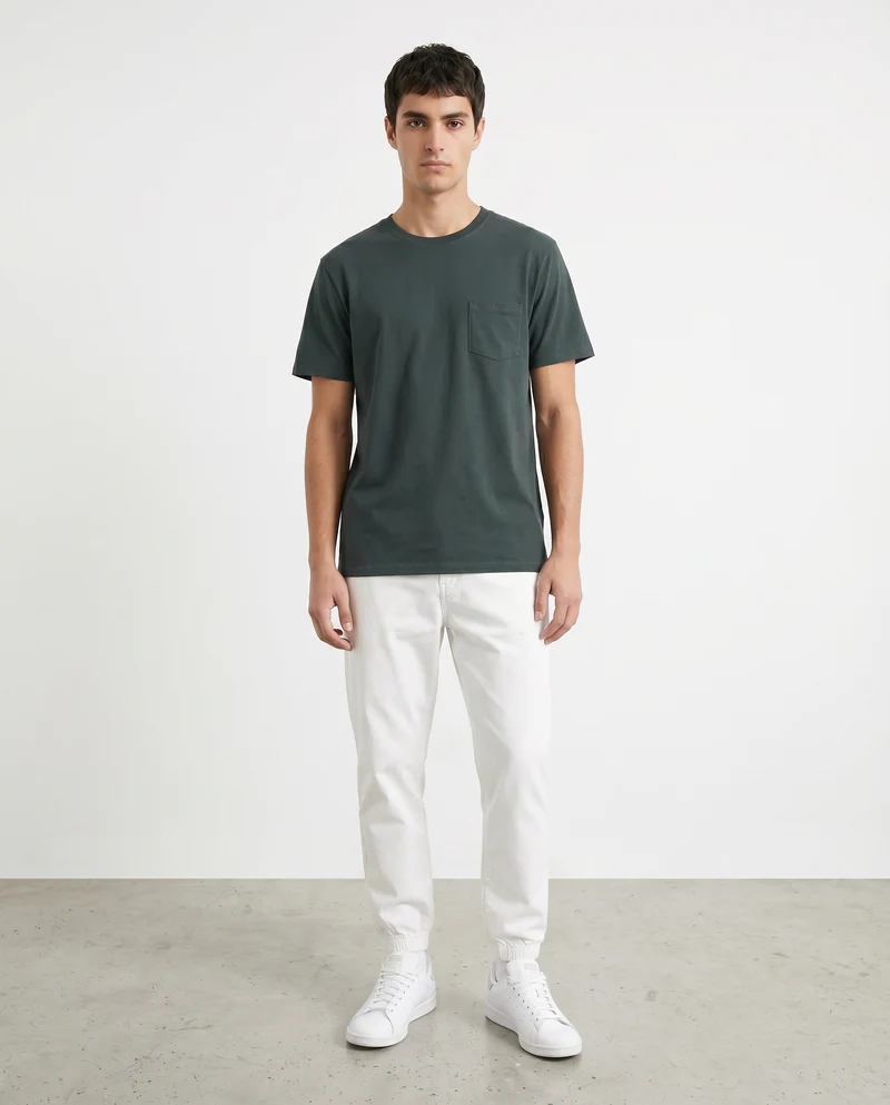 Pantaloni jogger con vita regolabile - Bianco sporco