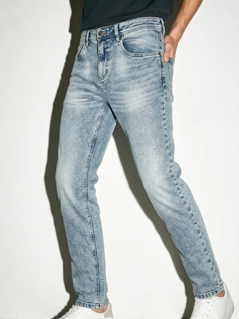 Jeans skinny fit effetto slavato blu chiaro - Denim chiaro
