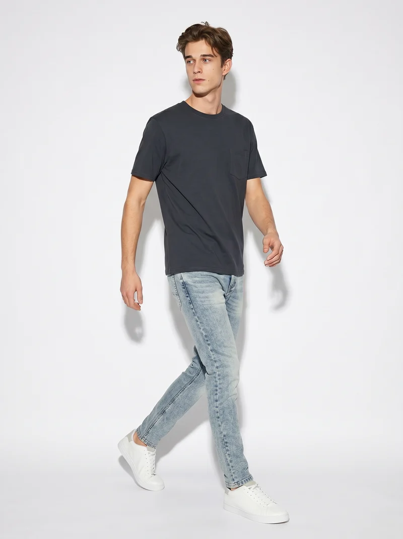 Jeans skinny fit effetto slavato blu chiaro - Denim chiaro