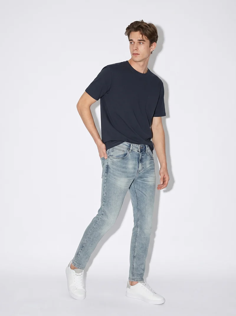 Jeans skinny fit effetto slavato blu chiaro - Denim chiaro