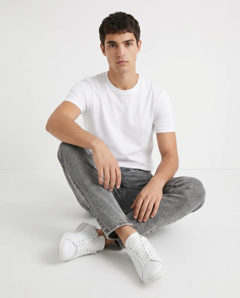 Jeans skinny fit grigio medio effetto slavato - Grigio