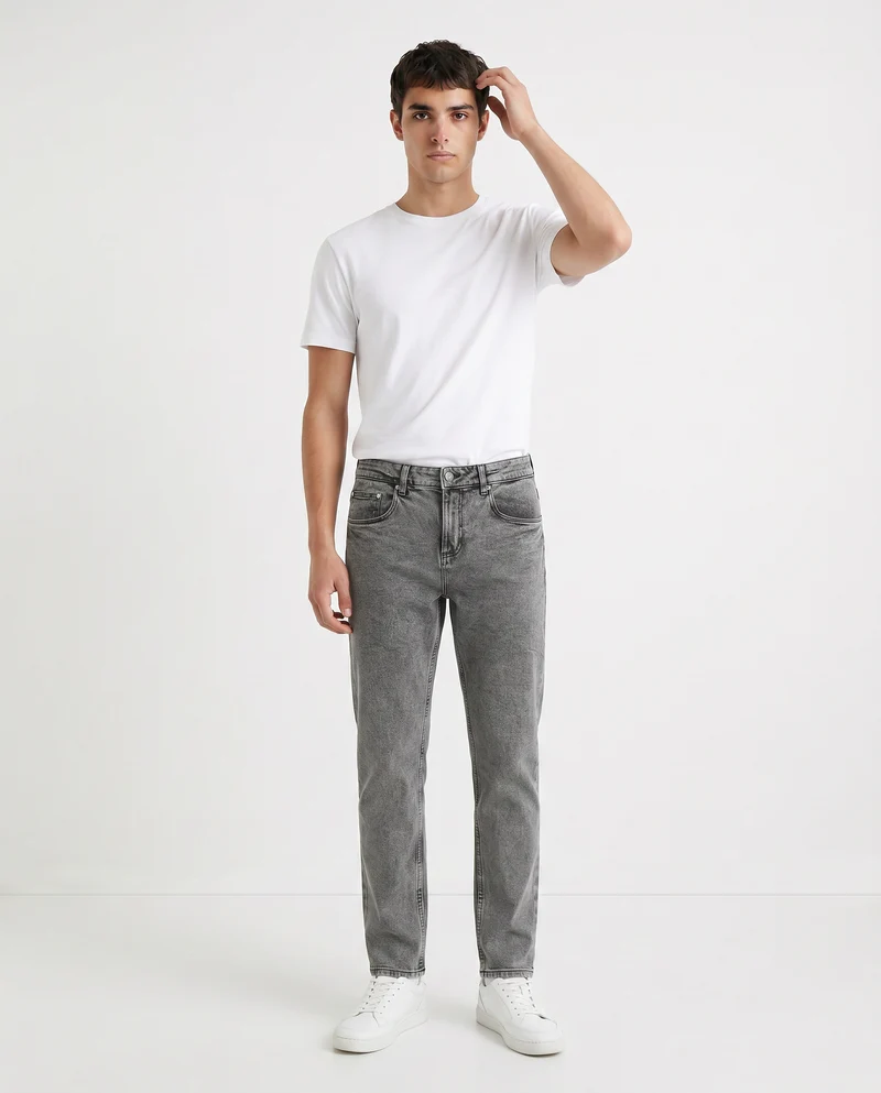 Jeans skinny fit grigio medio effetto slavato - Grigio